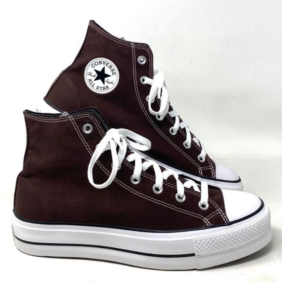 Converse Ctas Lift Platform For Women Brown Canvas Hi Shoes Custom